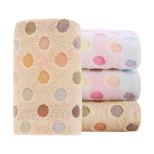 Hand Towels Set of 4 100% Cotton Colorful Polka Dot Pattern Soft Absorbent Decorative Towel for Bathroom (Beige and