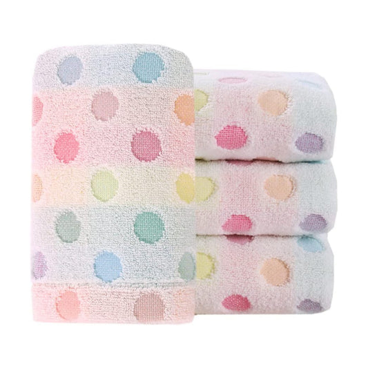 Hand Towels Set of 4 100% Cotton Colorful Polka Dot Pattern Soft Absorbent Decorative Towel for Bathroom (Beige)