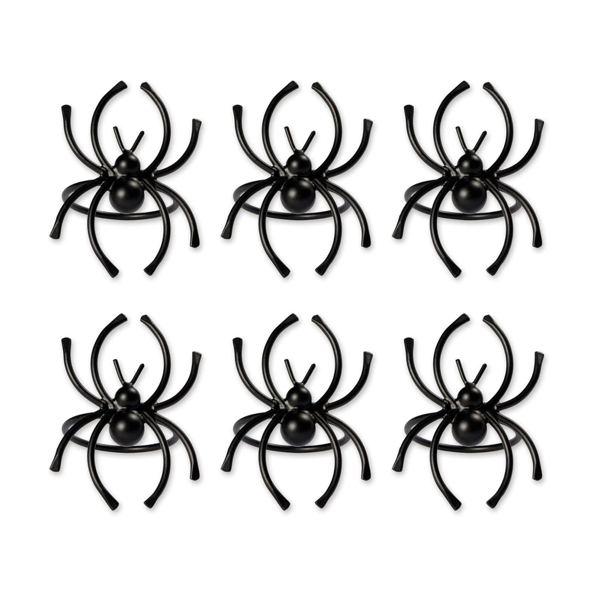 DII Halloween Napkin Rings Novelty Tabletop Décor Set, 2x1.5x1.5, Black Spider, 6 Piece