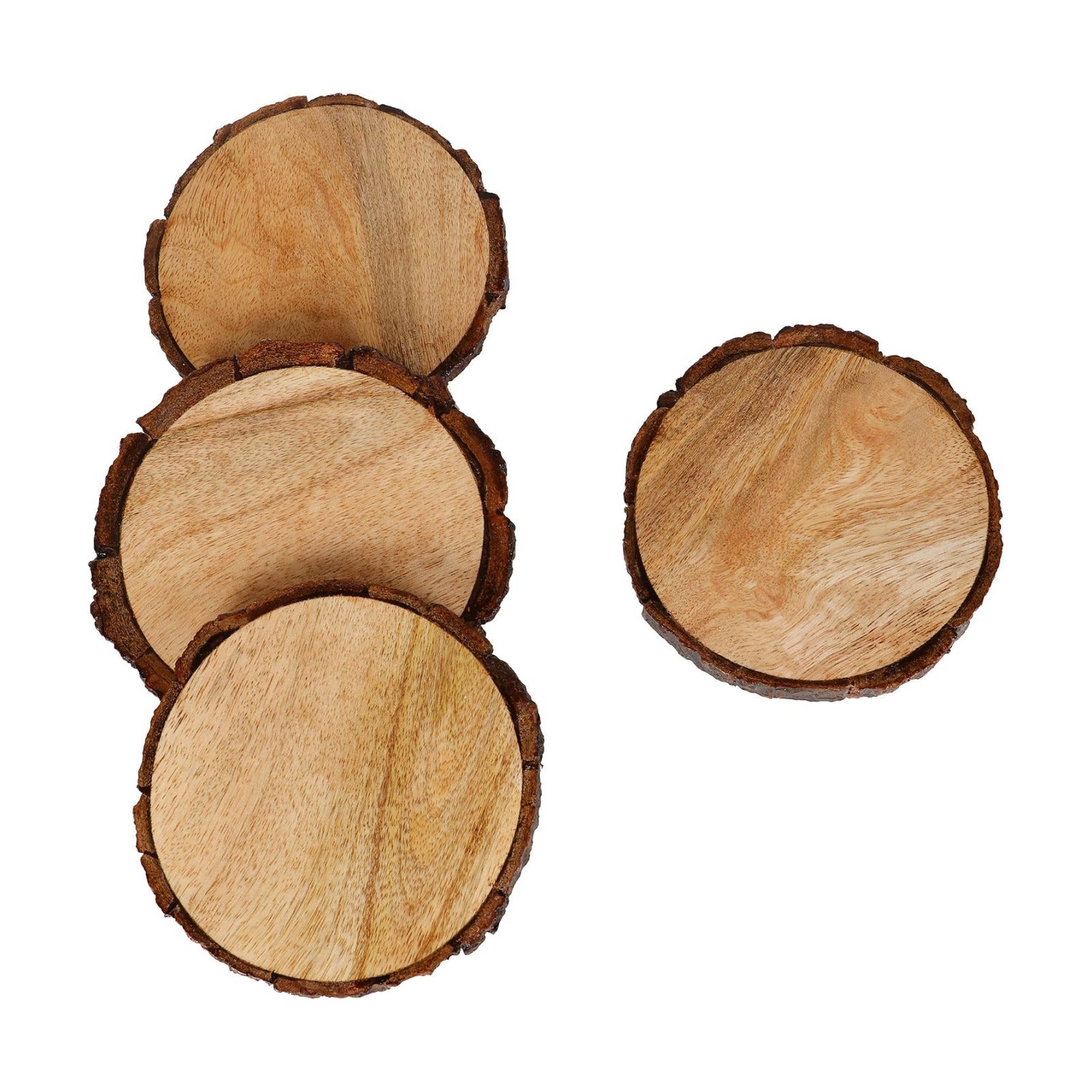 Mango Wood Coasters for Drinks / Natural / Set of 4