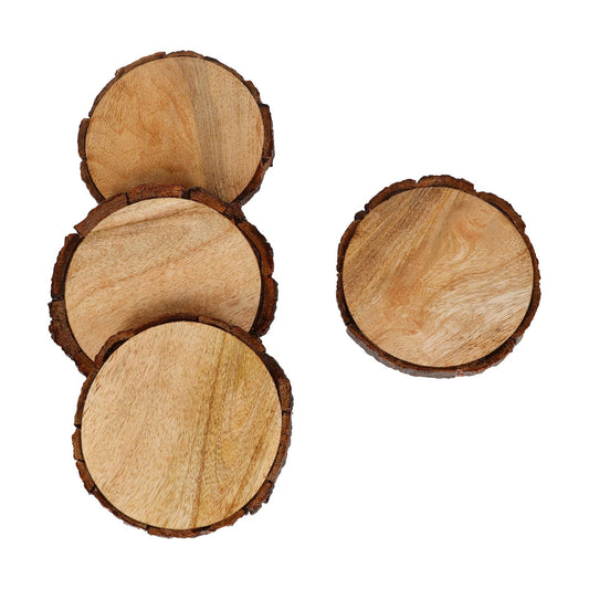 Mango Wood Coasters for Drinks / Natural / Set of 4