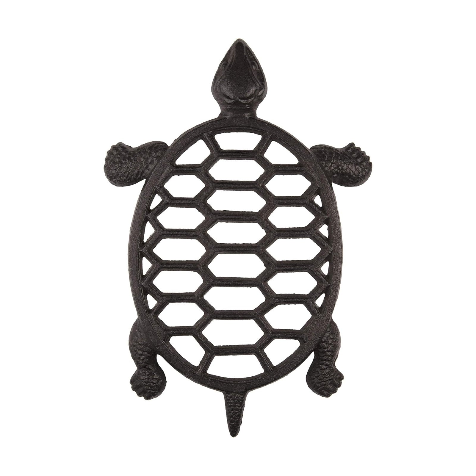 GASARÉ, Cast Iron Trivet for Hot Dishes, Pots, and Pans, Metal Trivet, Sea Turtle Design, Rubber Feet Caps, Ring