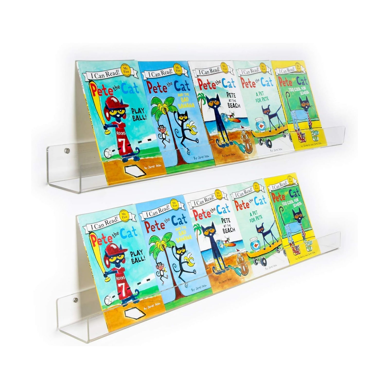 NIUBEE 36”Acrylic Floating Bookshelves for Kids Wall Shelves 2 Packs | Premium Acrylic 50% Thicker with Screwdriver