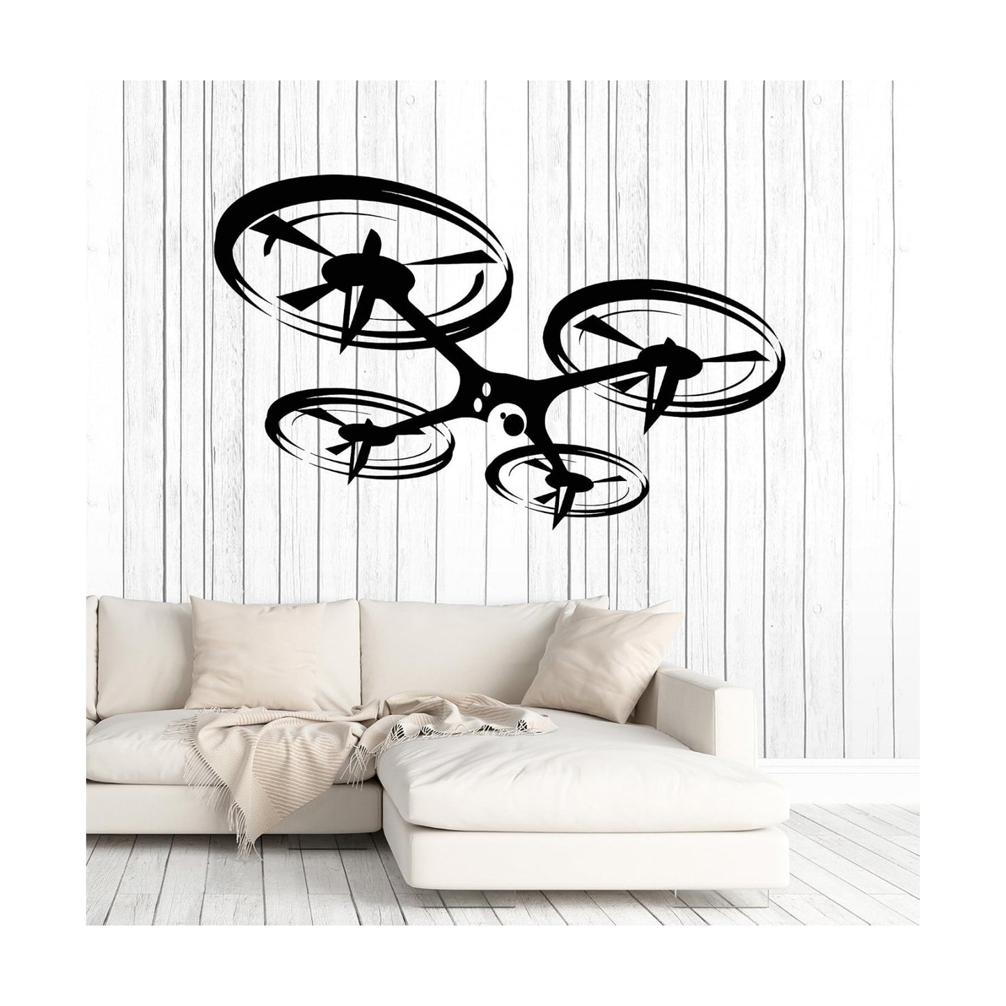 Vinyl Wall Decal Quadcopter Drone UAV Art Stickers Murals Large / 45 x 70 / XL In / Matte Black