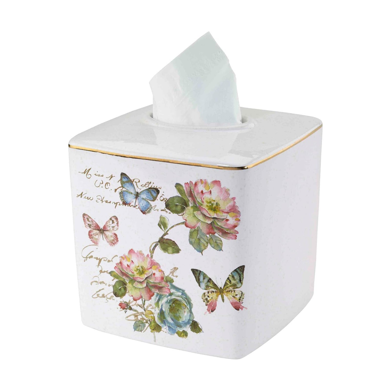 Floral Home Decor / Tissue Box Cover / White