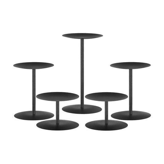 smtyle Black Candle Stands for Pillar Candles, Reversible Set of 5 | Five reversible stands create a broader tiered
