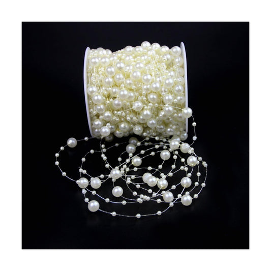 Fishing Line Artificial Pearls String Beads Chain Garland Flowers Wedding Party Decoration / Ivory