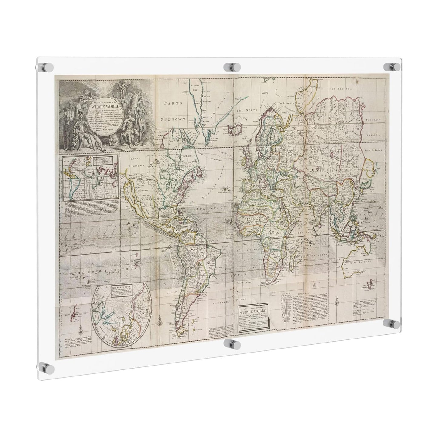 NIUBEE 24x36 Acrylic Wall Mount Poster Frame,Clear Floating frames | Full Frame is 27x39 inch,Frameless Photography