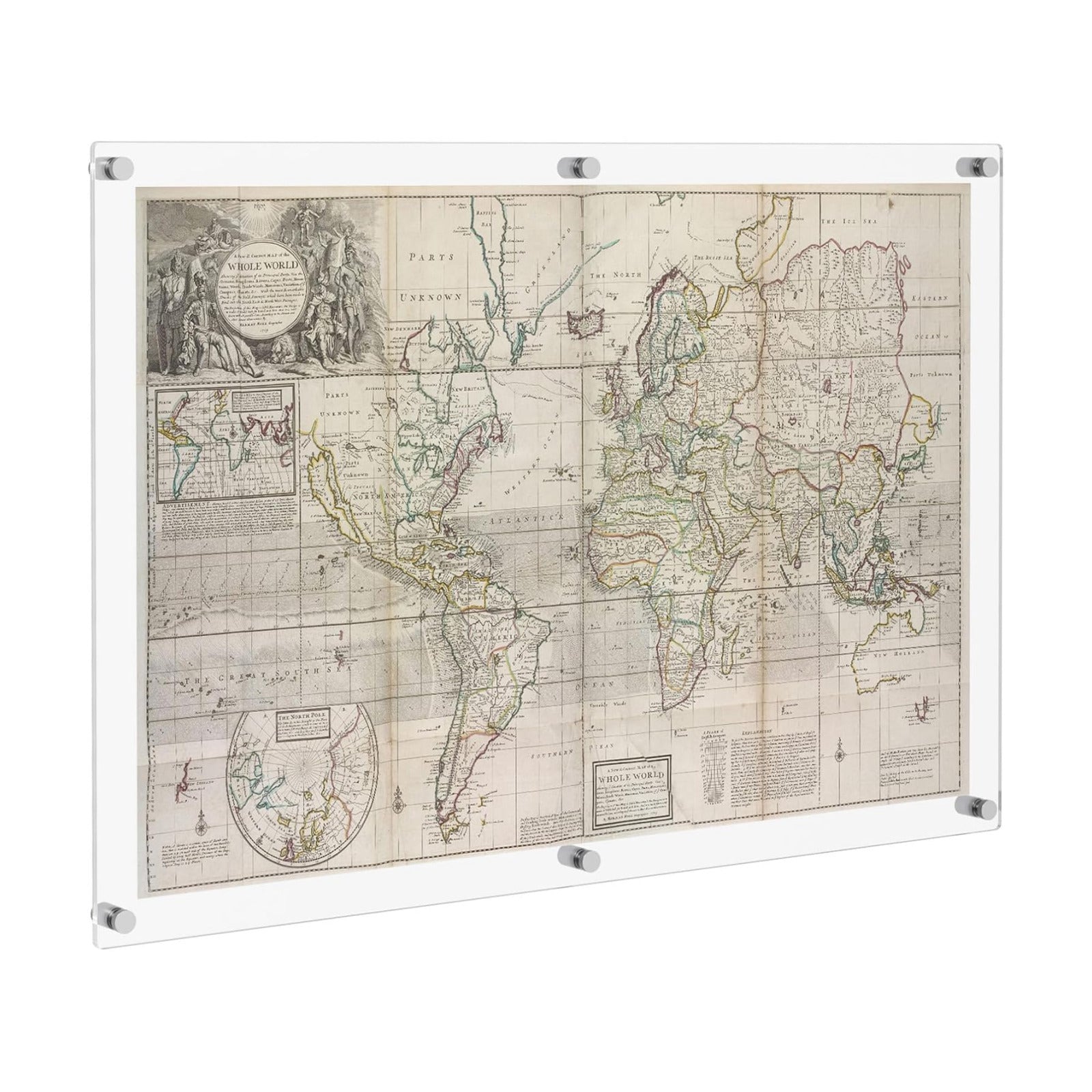 NIUBEE 24x36 Acrylic Wall Mount Poster Frame,Clear Floating frames | Full Frame is 27x39 inch,Frameless Photography