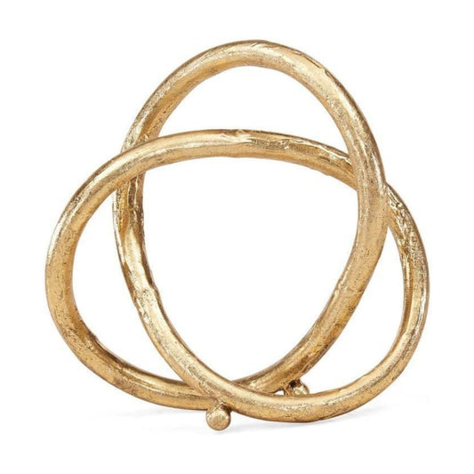 . Eternal Loop Metal Art Abstract Sculpture. This Unique Accent Piece Symbolizes an Unending / Gold