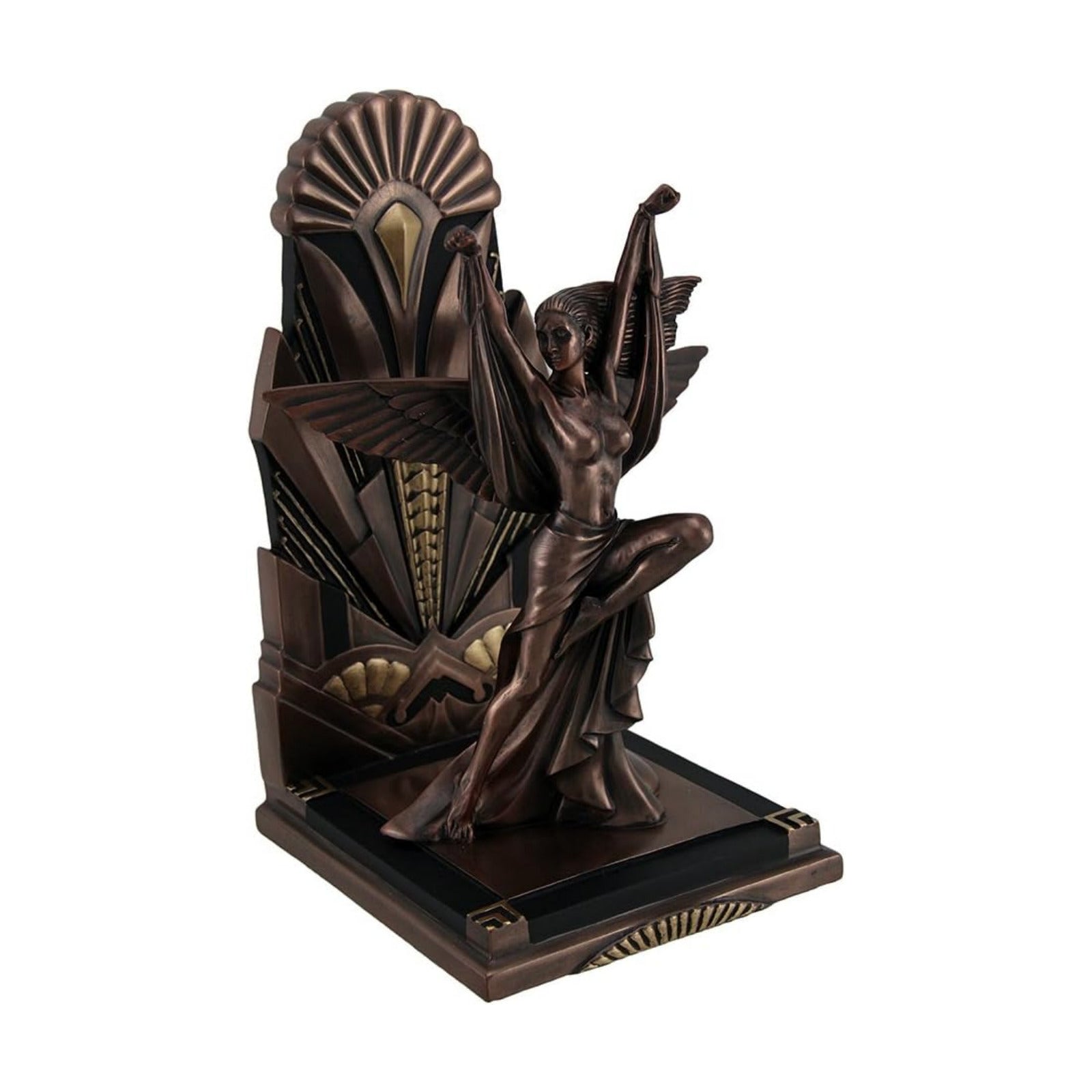 The Winged Woman Metallic Copper Finish Art Deco Single Bookend Statue
