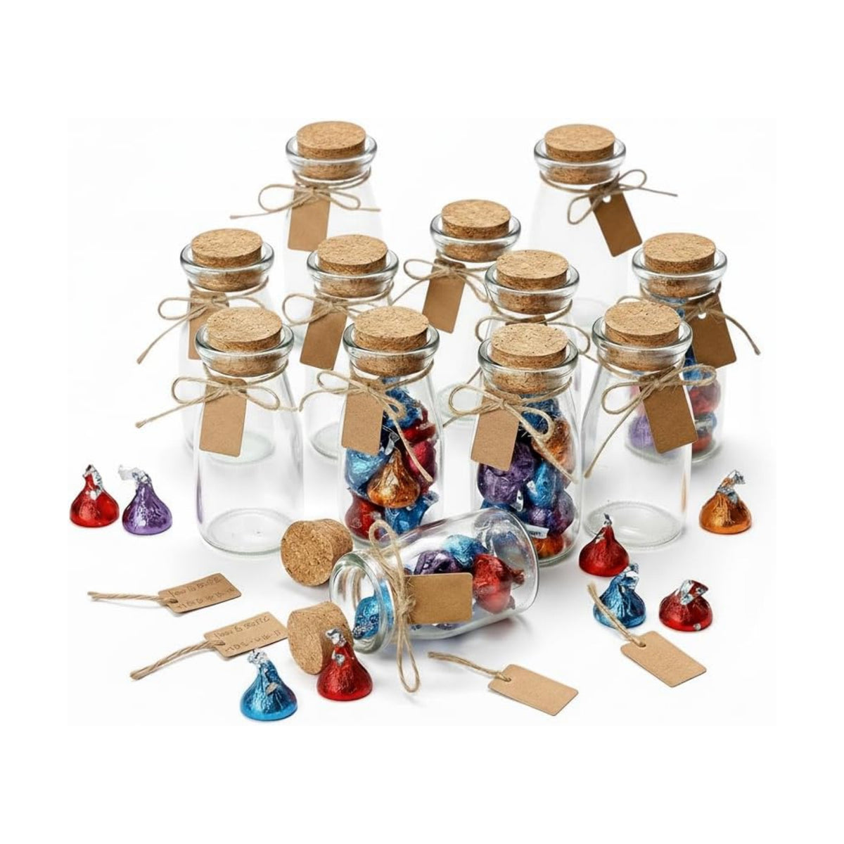 Otis Classic Small Glass Jars with Lids – Set of 12 Mini Glass Bottles with Corks for Halloween Decorations Fall Décor Wedding & Party Favors, Halloween DIY Crafts, Potions, Spices & Candy, 3.4 oz
