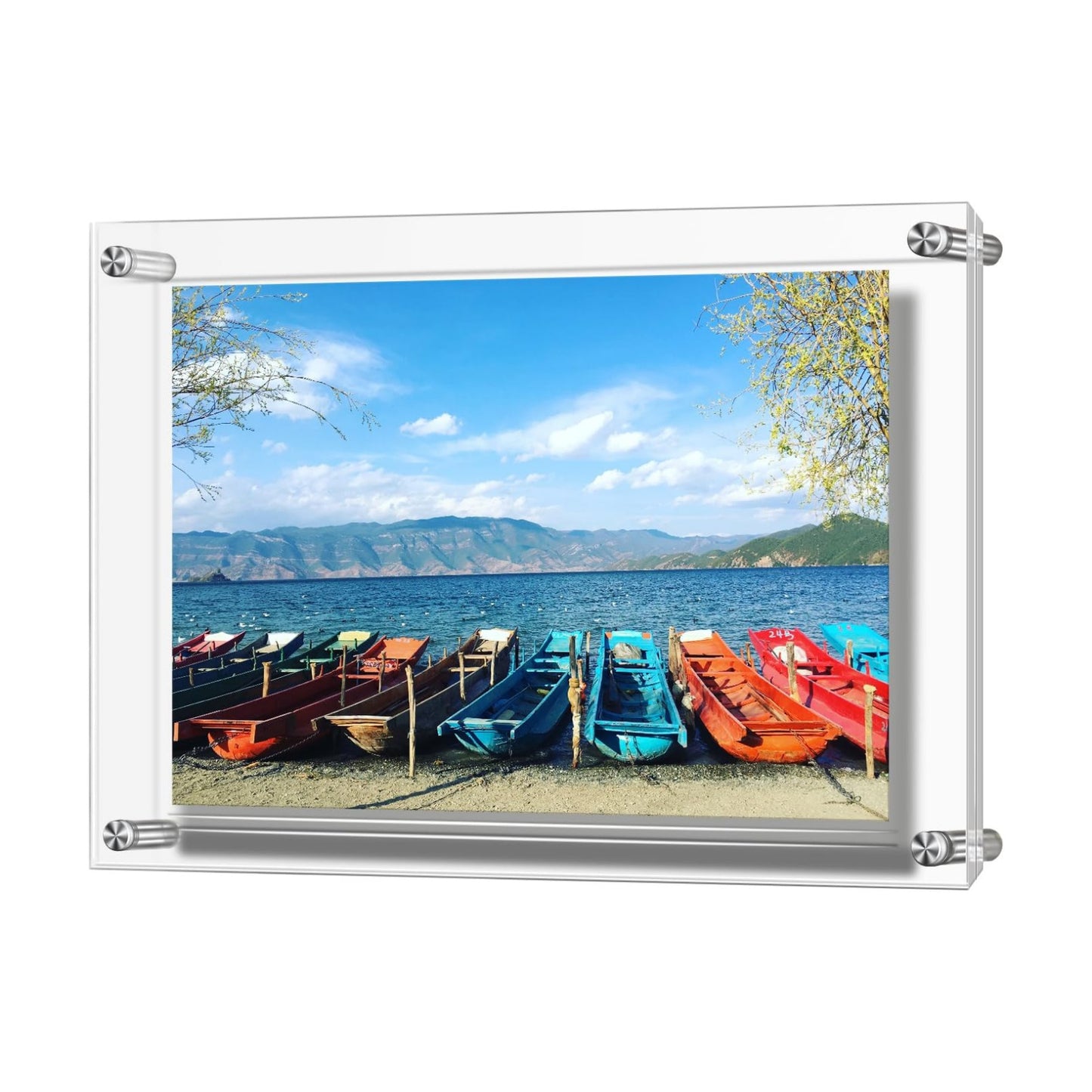 AMEITECH Acrylic Floating Picture Frame, 11x14 Double Panel Clear Wall Mount Document Certificate Frames (Inner Max