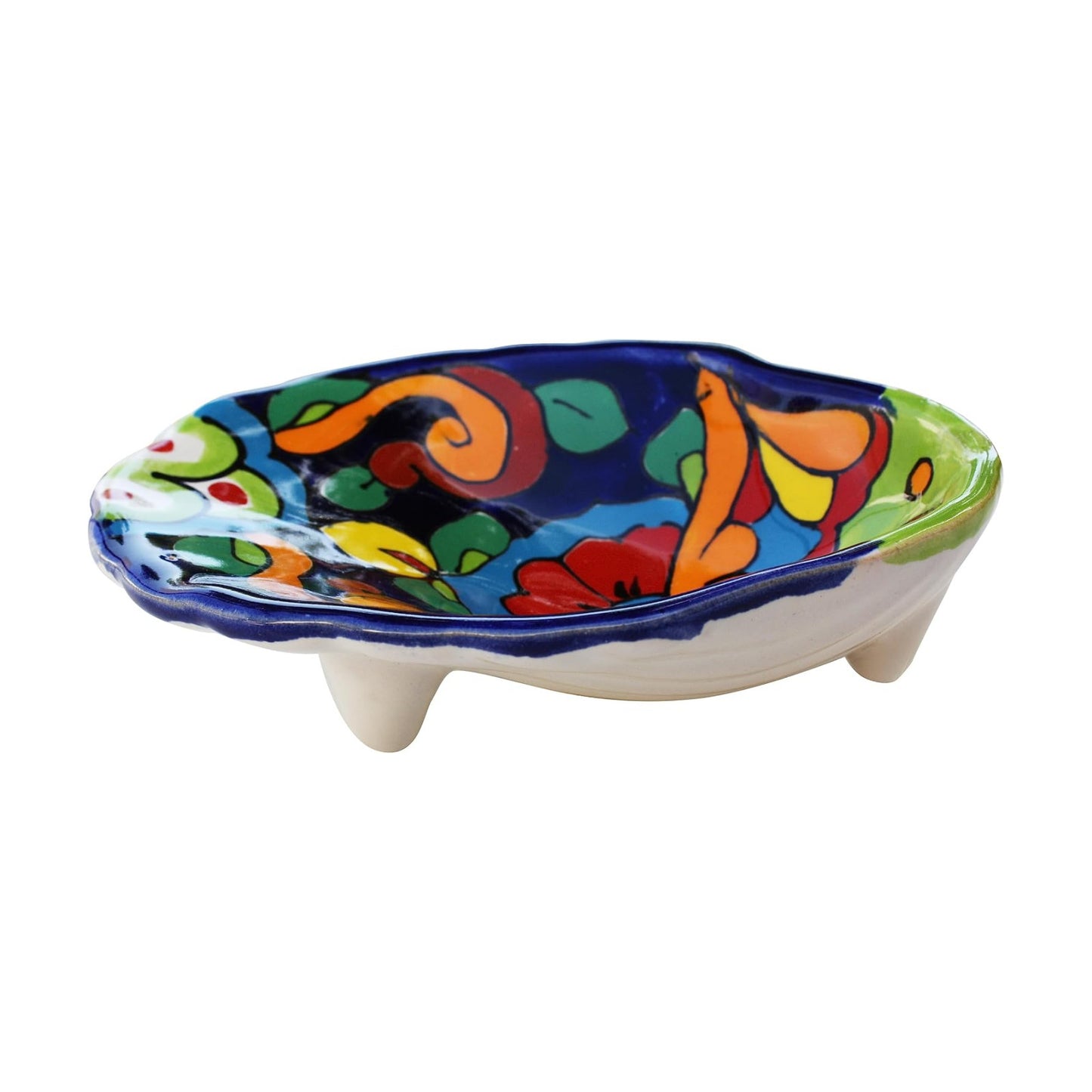 Mexican Talavera Rainbow Oyster Soap Dish