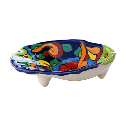 Mexican Talavera Rainbow Oyster Soap Dish
