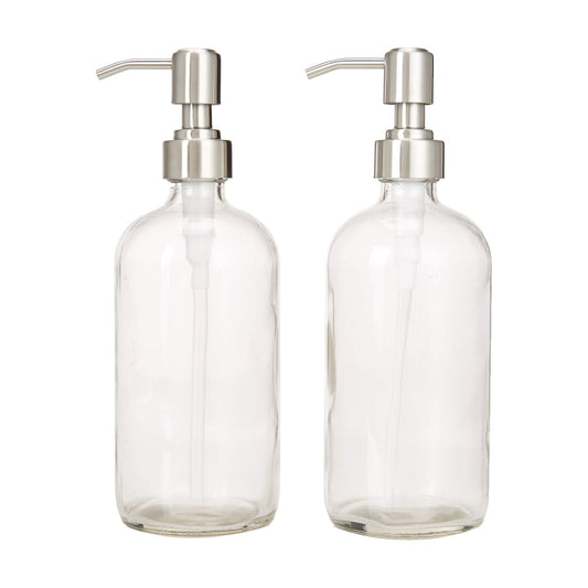 2-Pack Dispenser Pump Bottles for Kitchen and Bathroom - Dish Soap, Hand Soap, Shampoo, Lotion, Mouthwash, and More