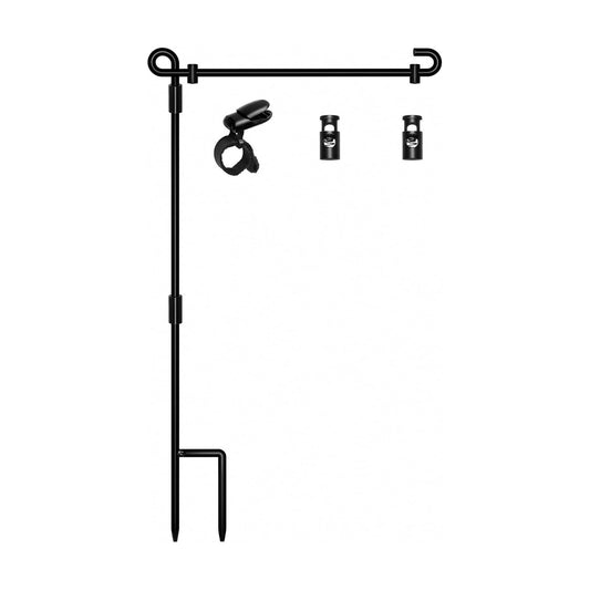 HOOSUN Garden Flag Stand,Premium Garden Flag Holder Pole Metal Powder-Coated Weather-Proof Paint with Graden Flag Clip and Spring Stoppers Without Flag Garden Decorations