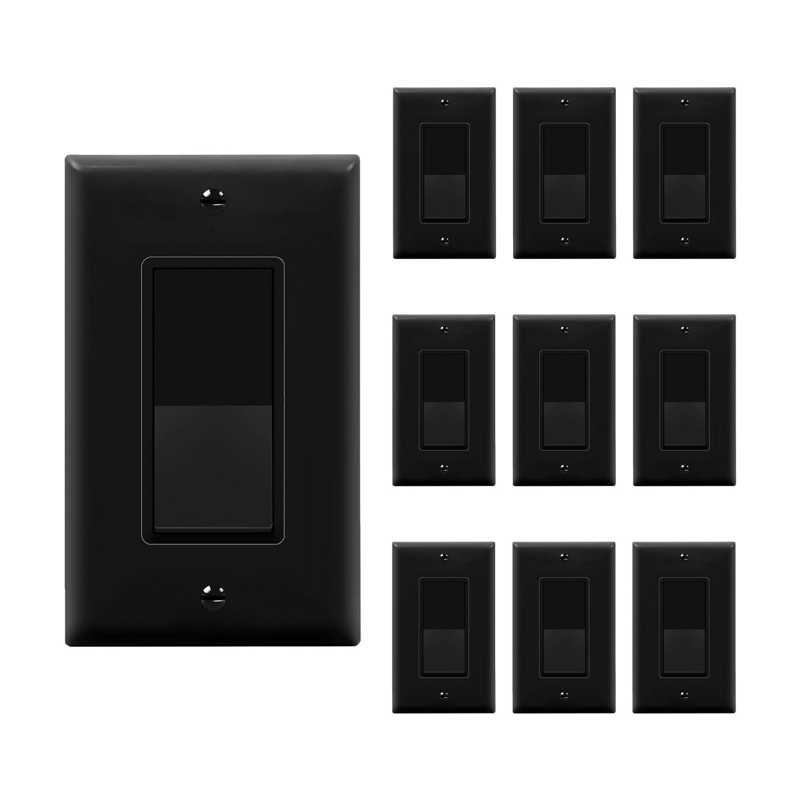 ENERLITES Decorator Paddle Rocker Light Switch with Wall Plate, Gloss Finish, Single Pole, 3 Wire, Grounding Screw