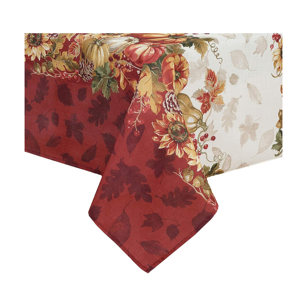 Elrene Home Fashions Swaying Leaves Bordered Fall, Seasonal and Holiday Tablecloth, 60" x 120" Oblong/Rectangle, Multi