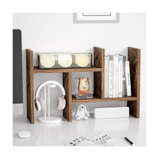 Jerry & Maggie Desktop Organizer Office Storage Rack Adjustable Wood Display Shelf Free Style Double H
