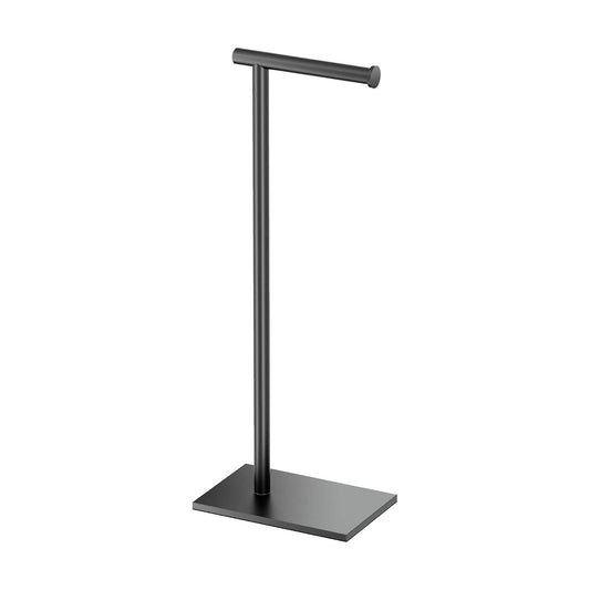 Gatco 1431MX Modern Square Base Toilet Paper Holder Stand, Matte Black, 22.25"H