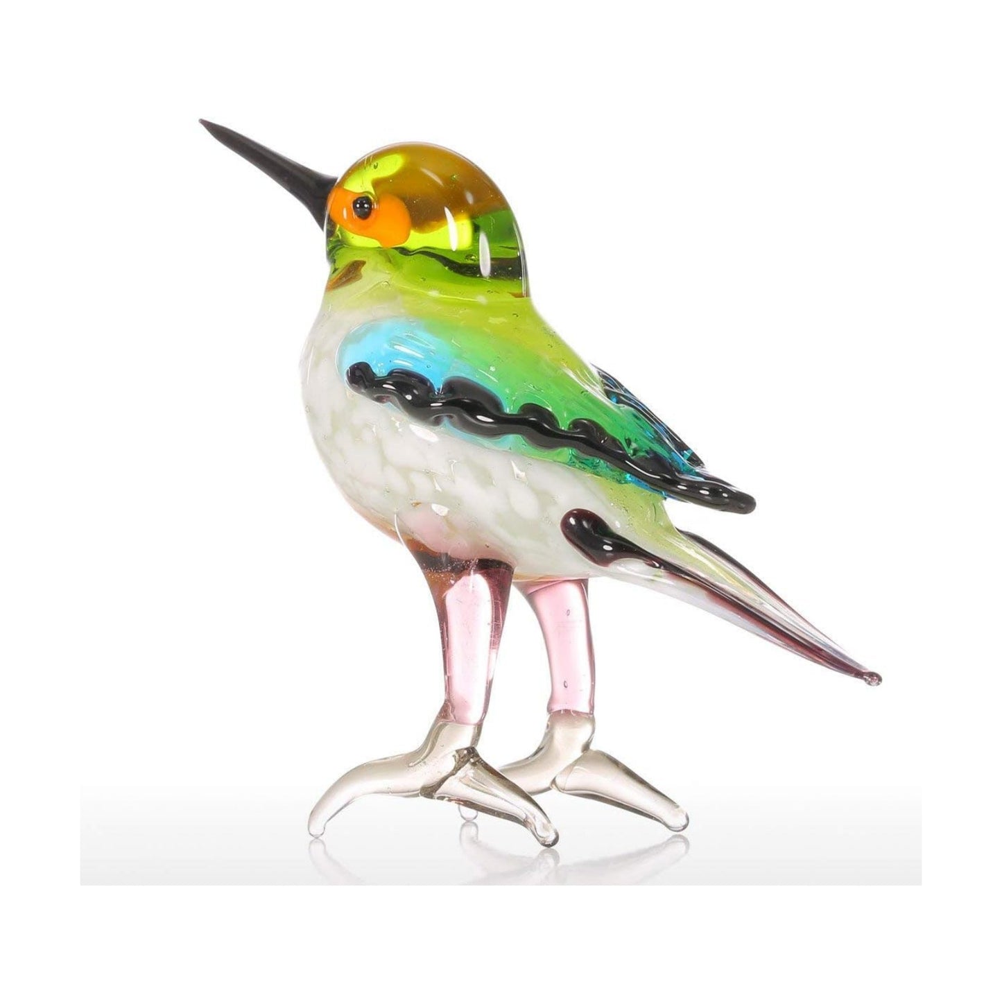 Too-arts Tiny Bird Glass Sculpture Ornament Bird Figurine Hand Blown Statue Multicolor