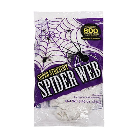 Kangaroo 800 Sq Ft Fake Spider webs with 4 Fake Spiders for Halloween Decor