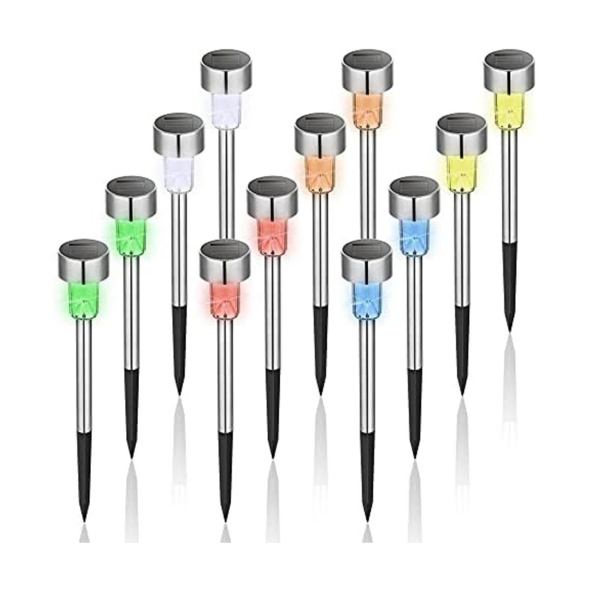 GIGALUMI Outdoor Waterproof Multicolor Solar Garden Lights, 12 Pack