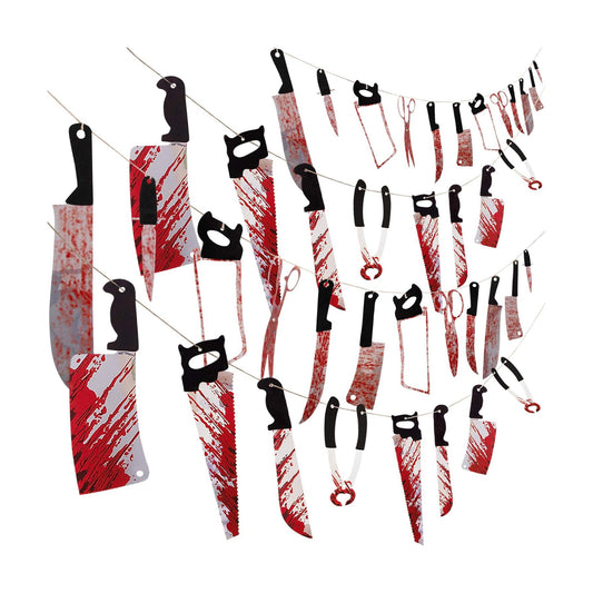 4PCS Halloween Decorations Bloody Banners: Horror Party Garland Decor