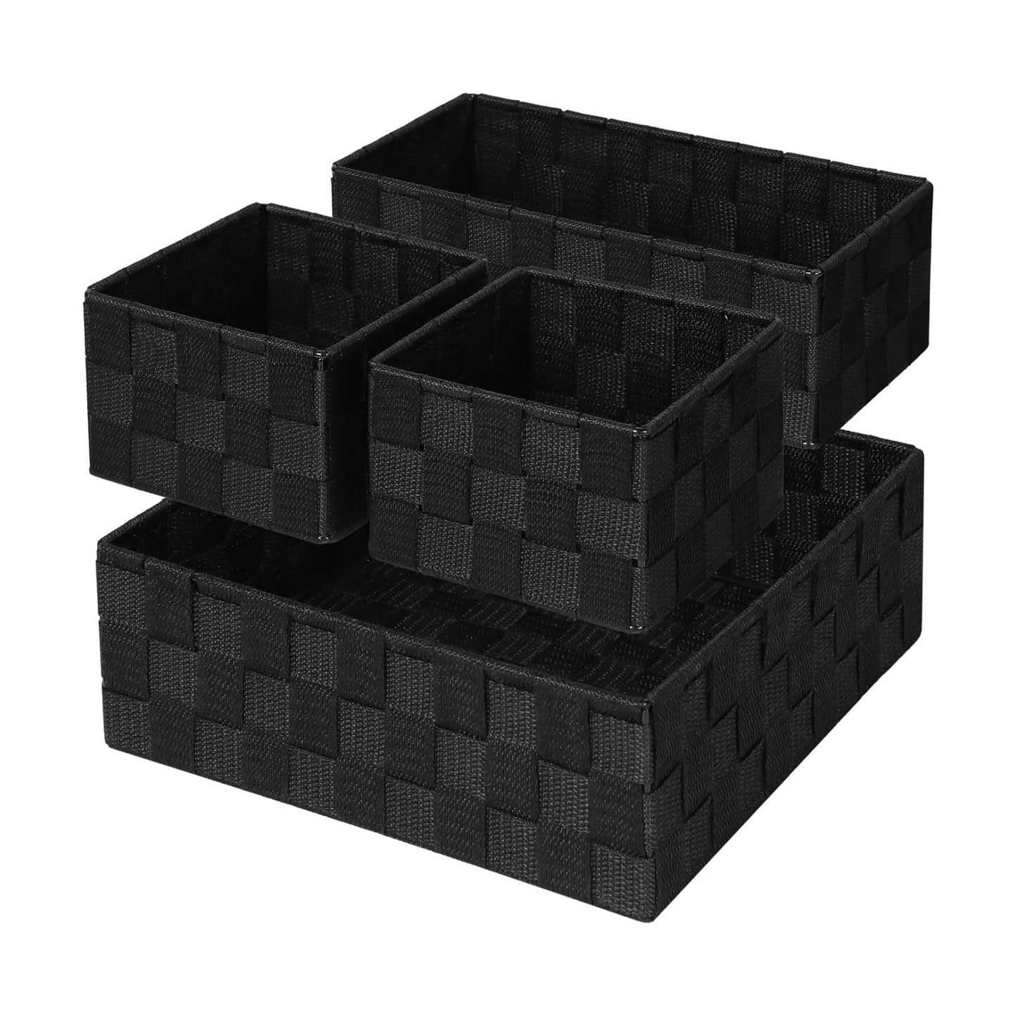 Woven Storage Baskets for Organizing Organizer Divider for Drawer / Black