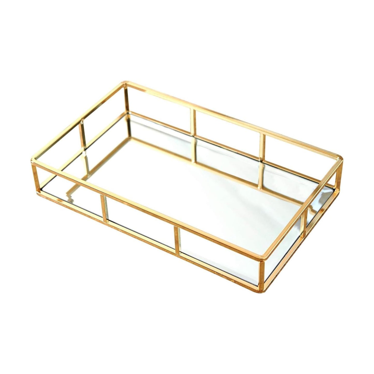 Dresser Ornate Tray Metal Decorative Tray Jewelry Perfume Organizer Makeup Tray for Vanity / Gold