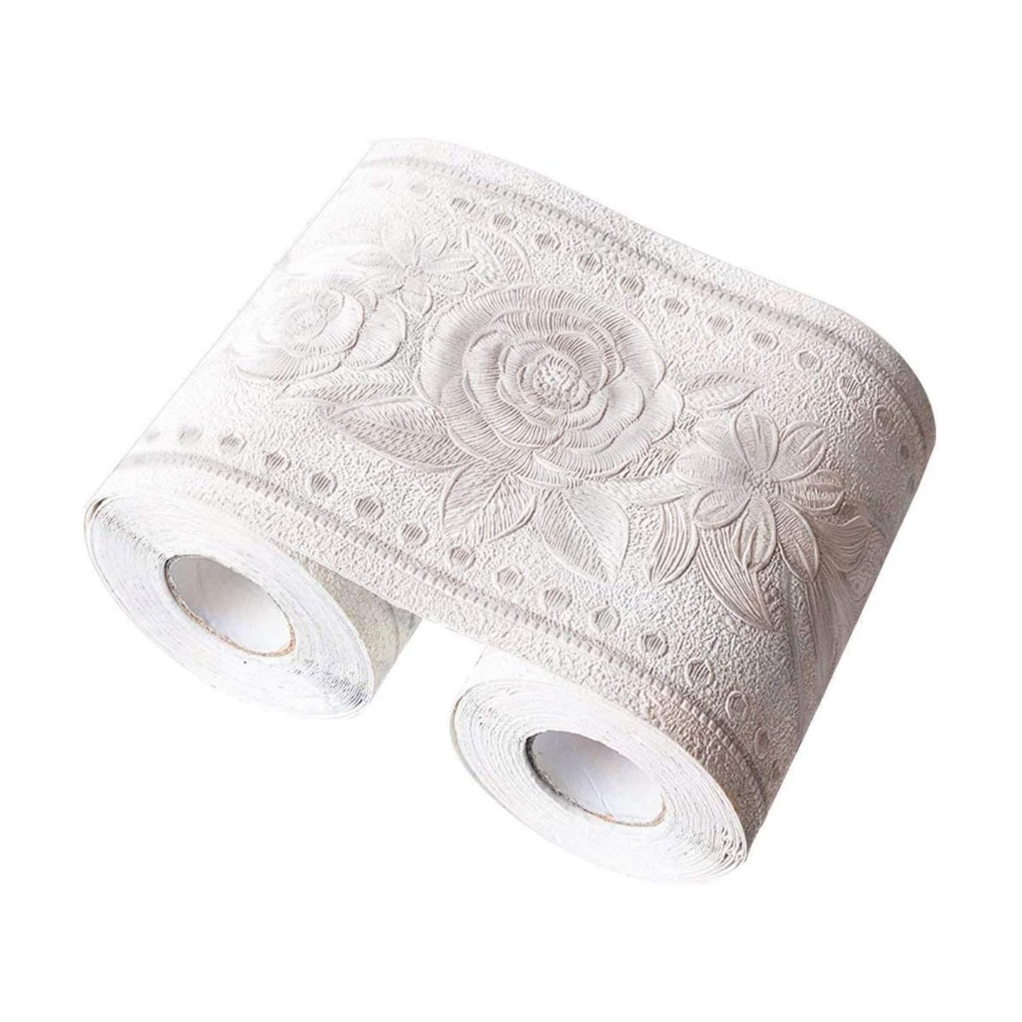 Creation Core Waterproof Wallpaper Border 3D Pattern Wall Decor Removable / Rose White / 4.2 x 196.8