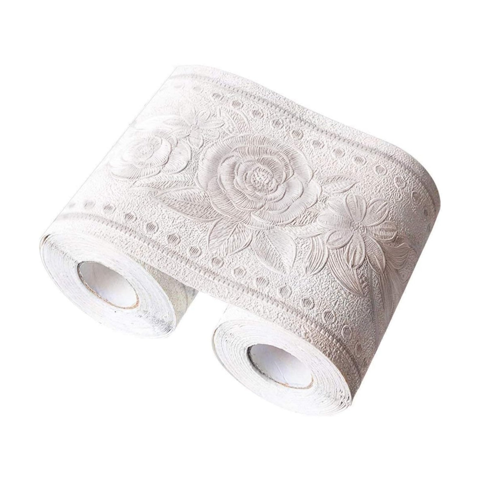 Creation Core Waterproof Wallpaper Border 3D Pattern Wall Decor Removable / Rose White / 4.2 x 196.8