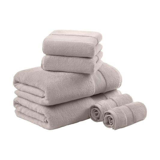 Madison Park 100% Turkish Cotton 600 GSM Bath Towel Set, 6 Piece, Taupe | Low Twist Quick Dry Shower Towels for