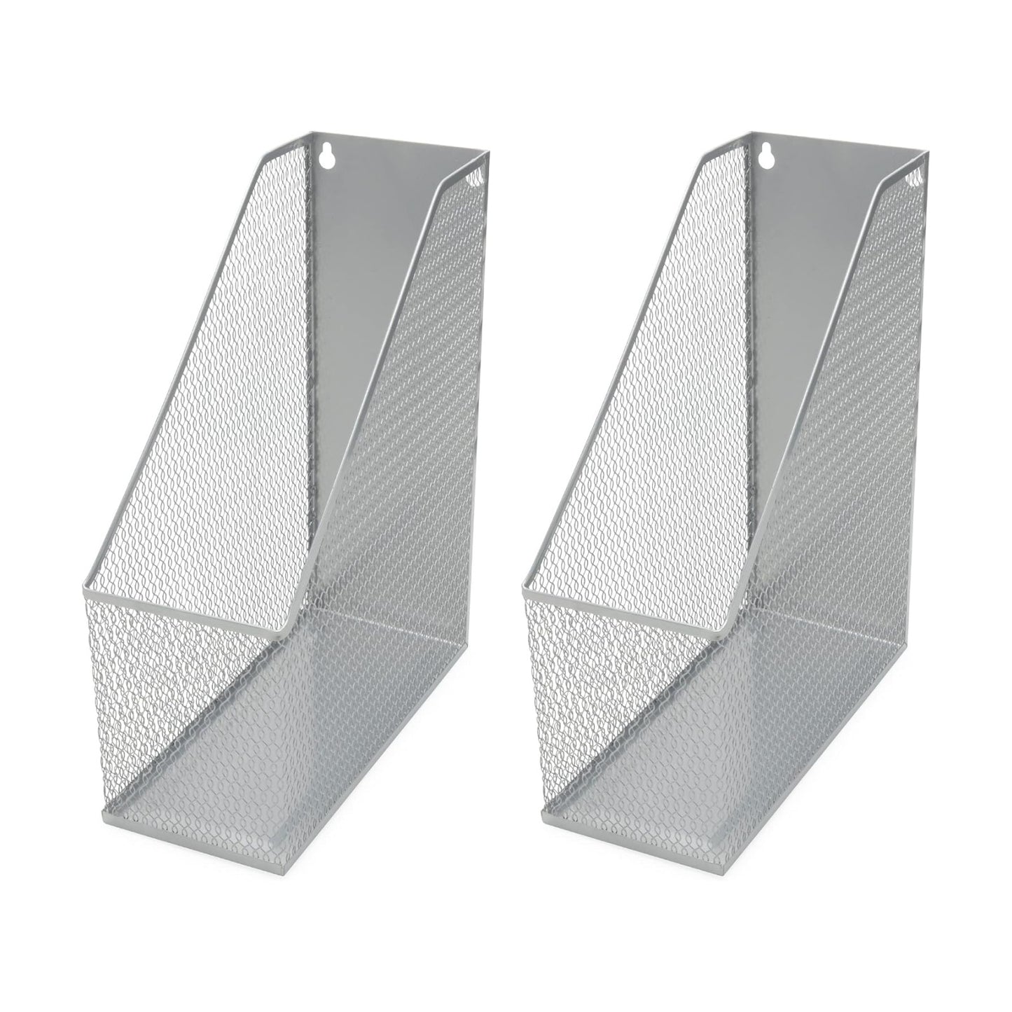 YBM HOME Mesh Steel Deluxe Magazine Rack, Extra Wide, Magazine File Holder 2258-2 (2, Silver)