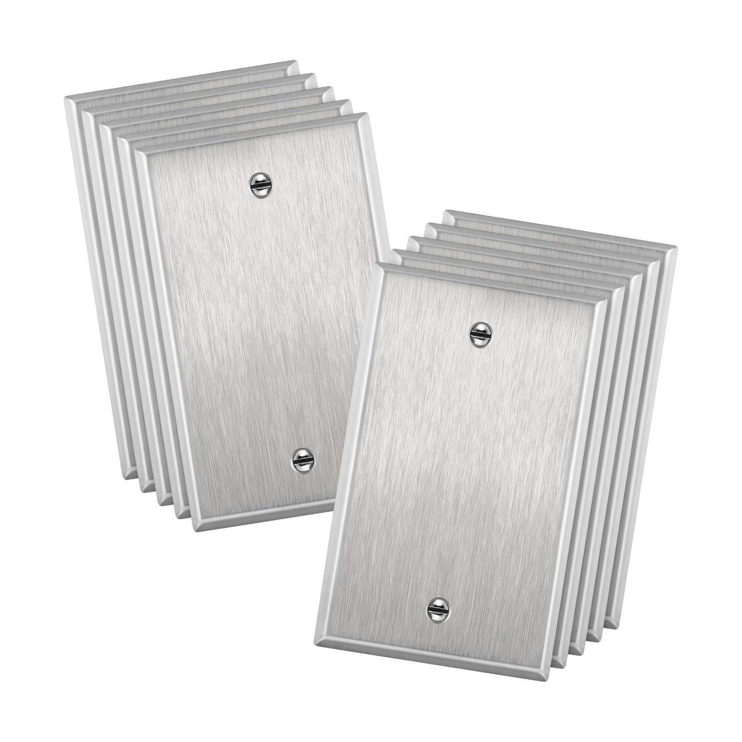 ENERLITES Blank Metal Wall Plate, 1-Gang, Stainless Steel, 10 Pack | Value pack of 10, Rust-proof 430 stainless