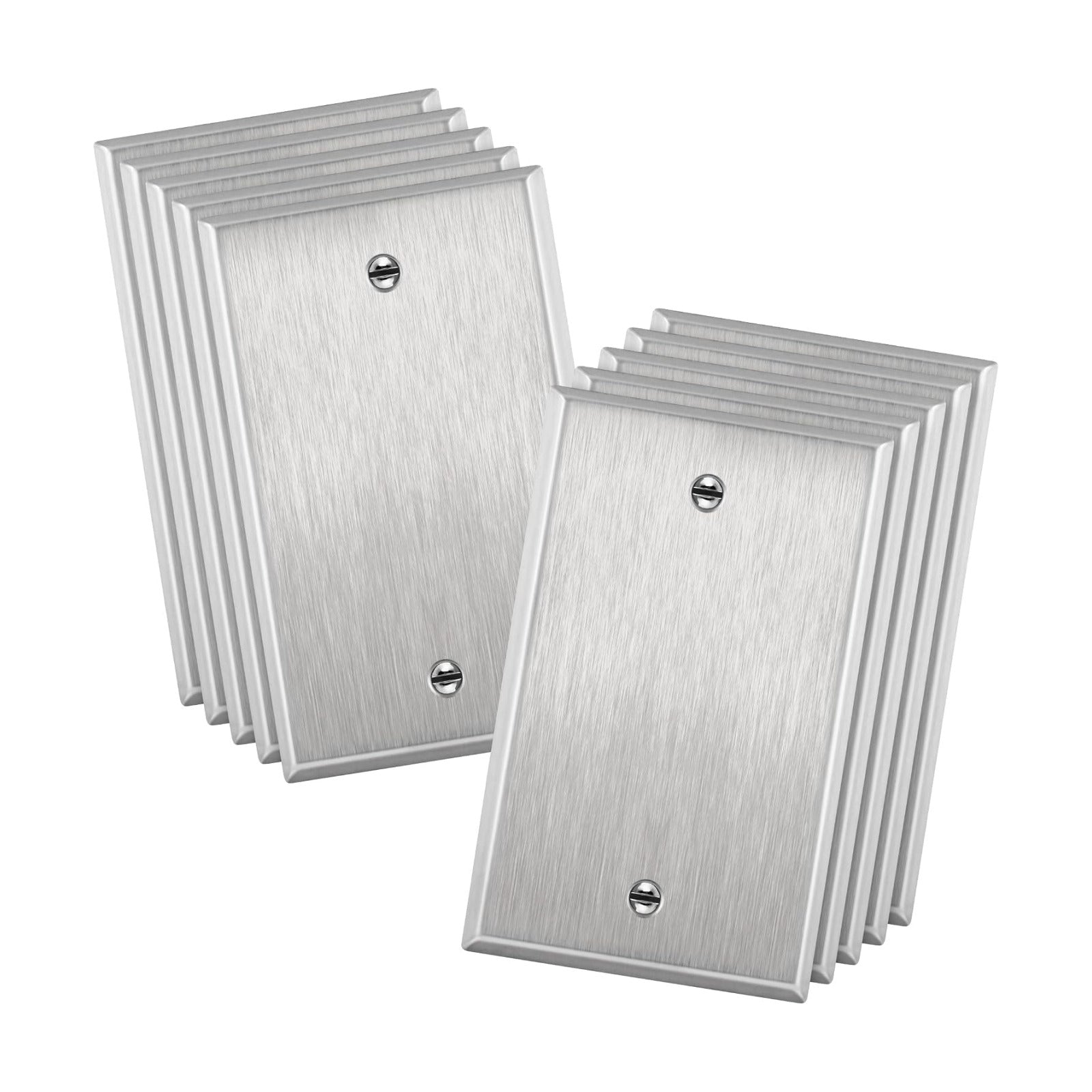 ENERLITES Blank Metal Wall Plate, 1-Gang, Stainless Steel, 10 Pack | Value pack of 10, Rust-proof 430 stainless