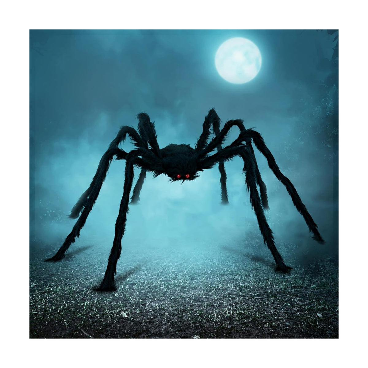 JOYIN Halloween Outdoor Decorations Giant Spider, 5 Ft Large Spider for Yard Lawn Garden Patio Scary Halloween Outside Decor, Indoor Haunted House Prop and Home Party Decor, Black
