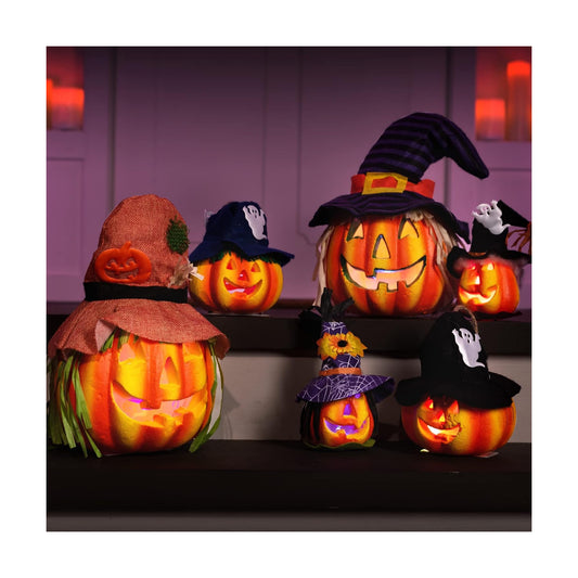 JOYIN 6 Pcs Light Up Pumpkins Halloween Decorations Outdoor Indoor Jack O Lanterns Decor LED Foam Home Large Trick Or Treat Bucket