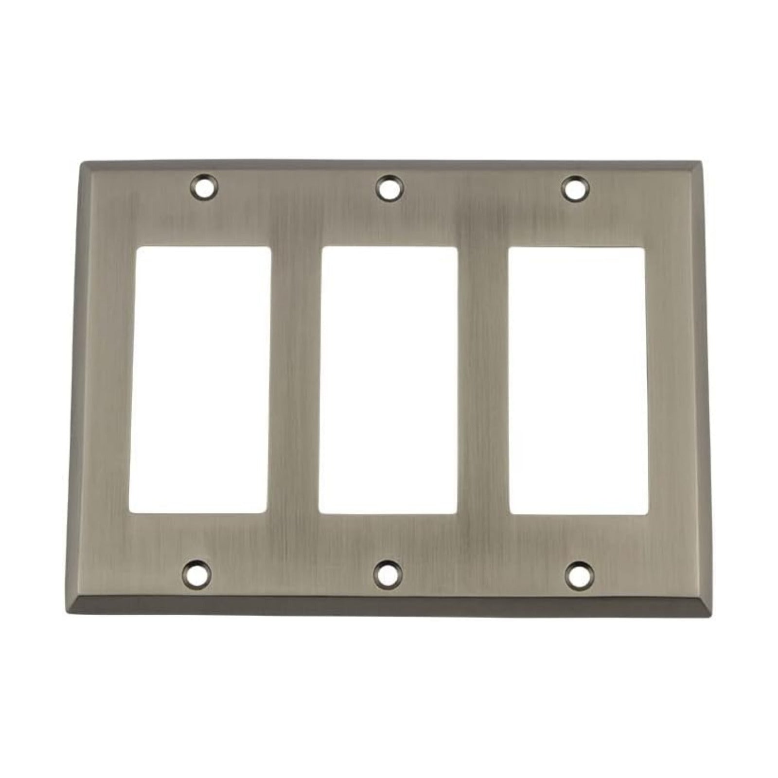 Nostalgic Warehouse New York Switch Plate with Triple Rocker in Antique Pewter