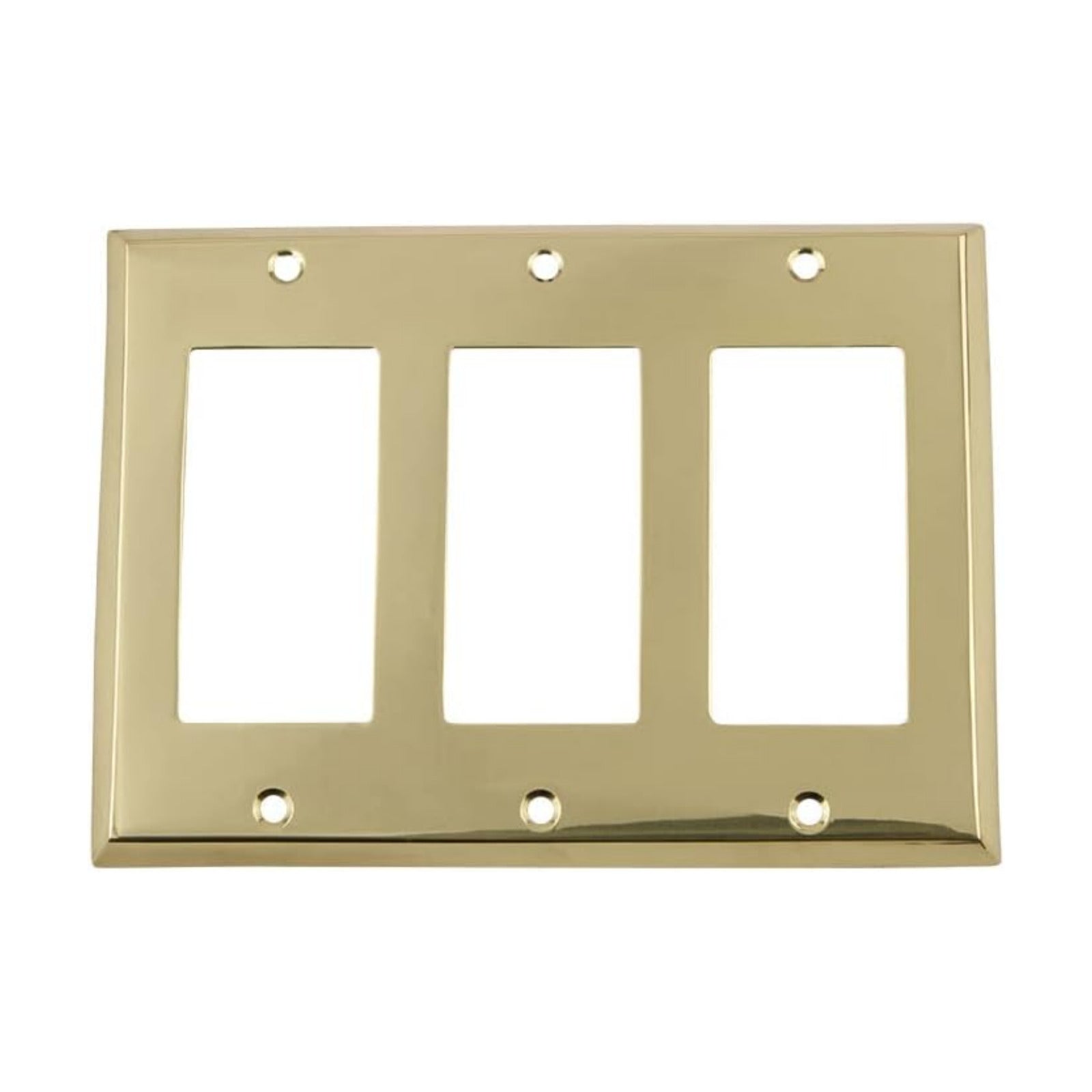 Nostalgic Warehouse New York Switch Plate with Triple Rocker in Unlacquered Brass