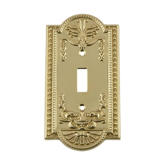 Nostalgic Warehouse Meadows Switch Plate with Single Toggle in Polished Brass