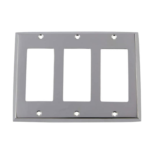 Nostalgic Warehouse New York Switch Plate with Triple Rocker in Bright Chrome