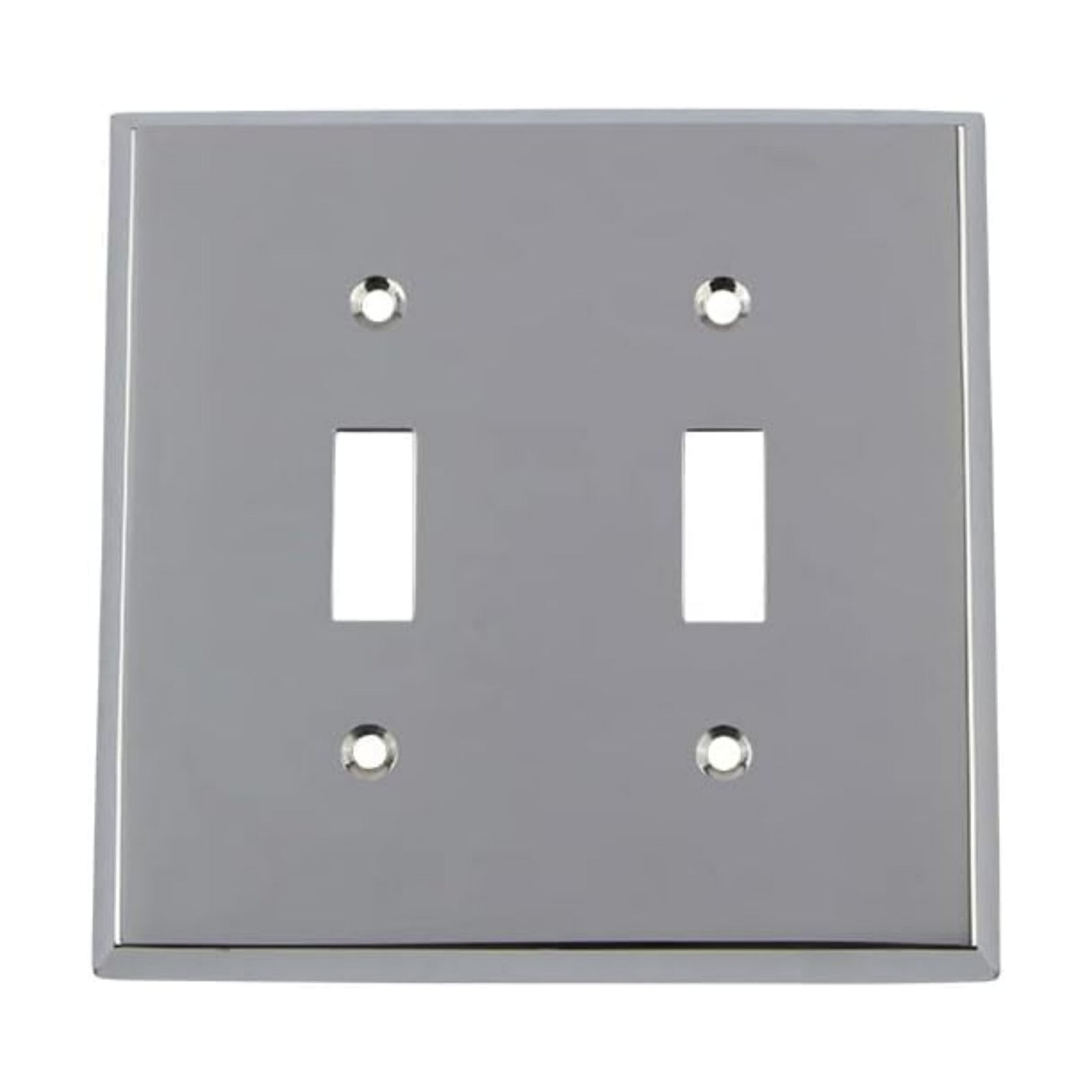 Nostalgic Warehouse New York Switch Plate with Double Toggle in Bright Chrome