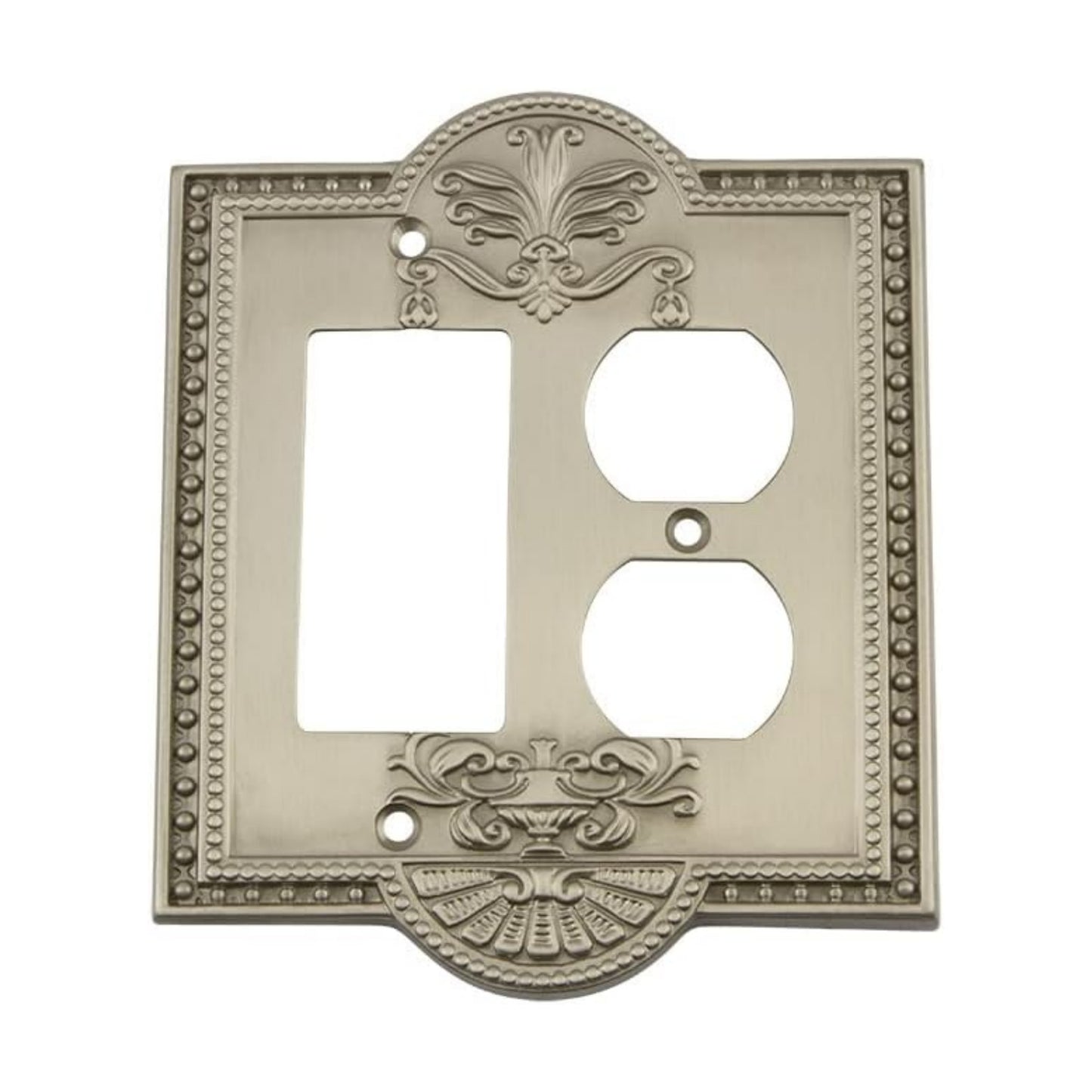 Nostalgic Warehouse Meadows Switch Plate with Rocker and Outlet in Satin Nickel