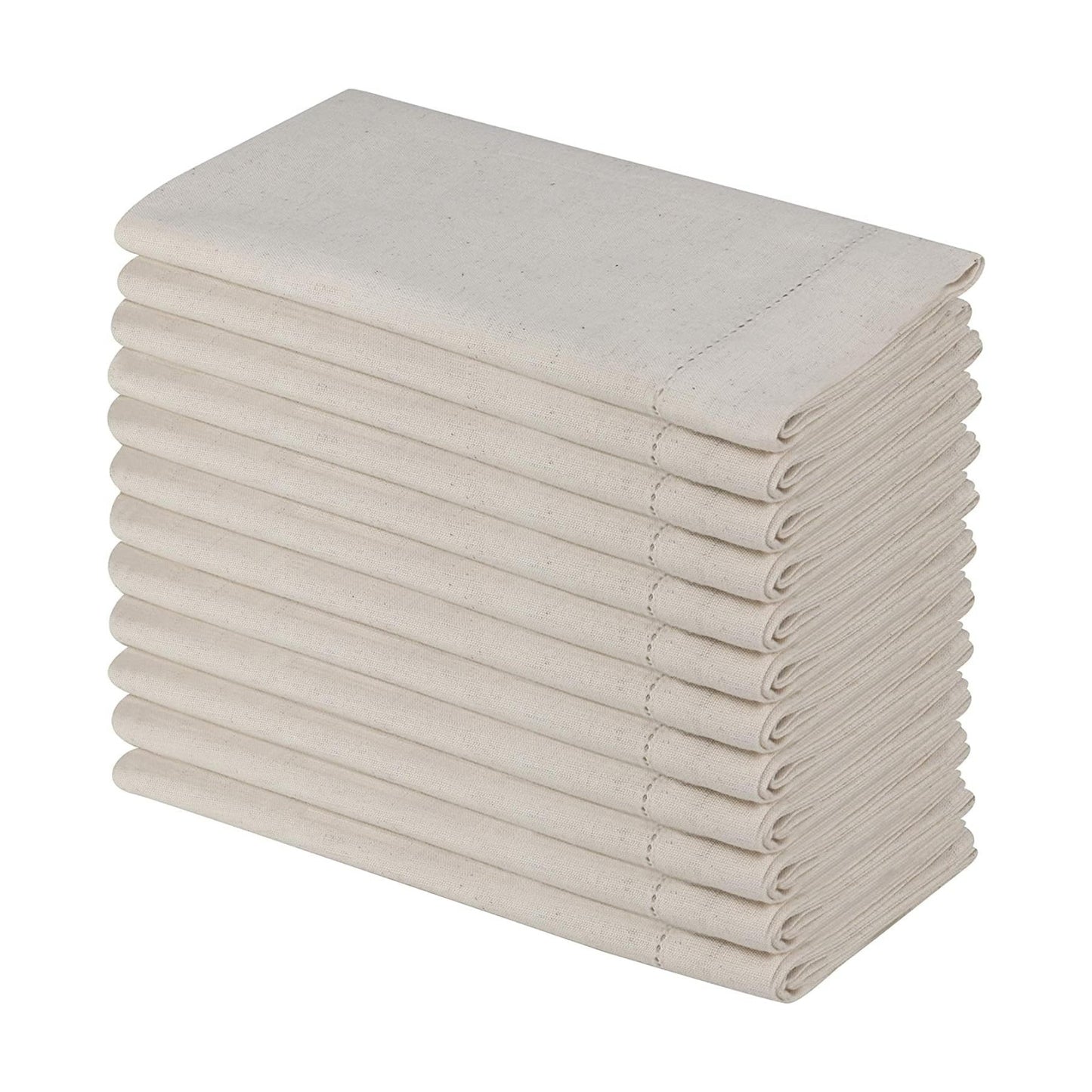 SweetNeedle - (Pack of 12) - Linen Flax Napkins with Hemstitched Handmade Designer Dinner Cloth Napkins 20x20 in in