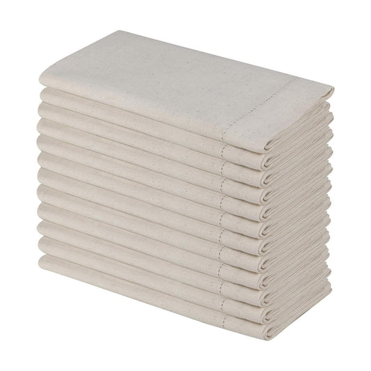 SweetNeedle - (Pack of 12) - Linen Flax Napkins with Hemstitched Handmade Designer Dinner Cloth Napkins 20x20 in in
