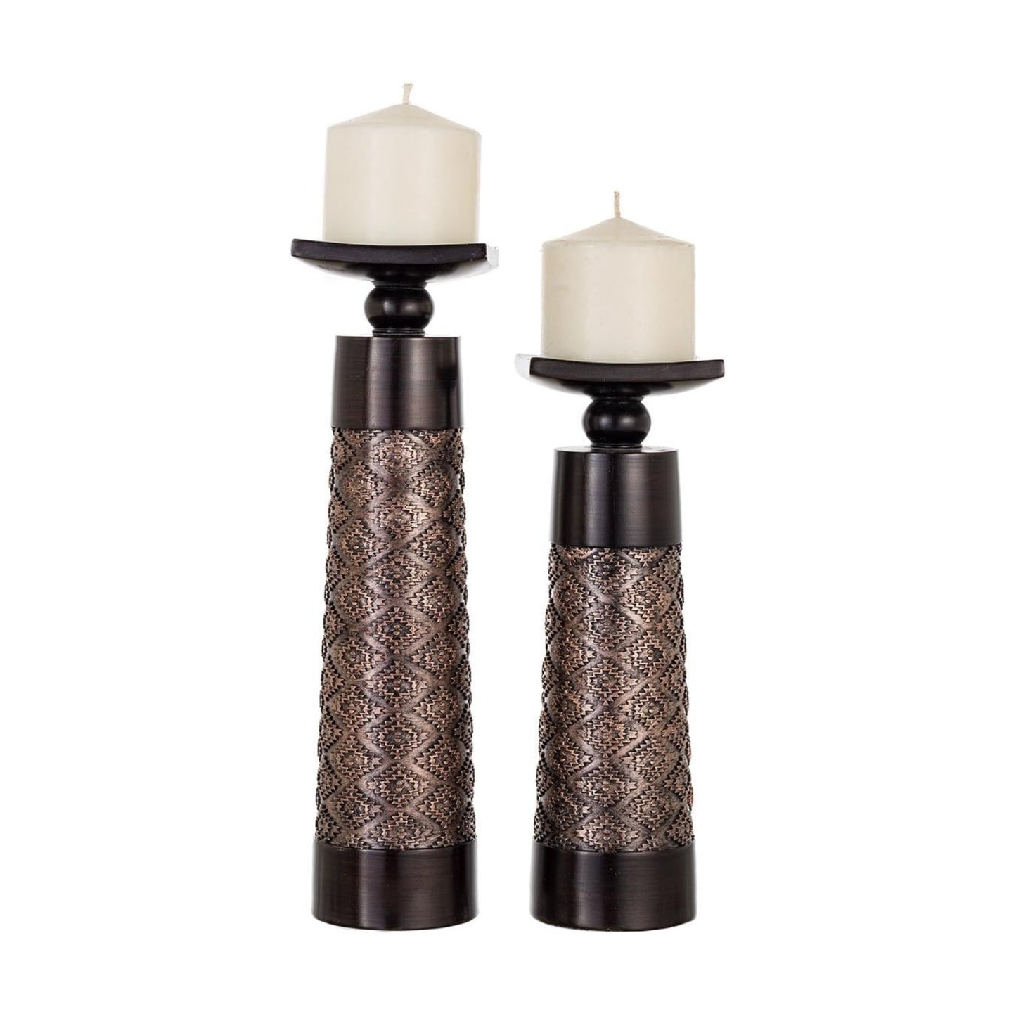 Dublin Pillar Candle Holder / Brown / Set of 2