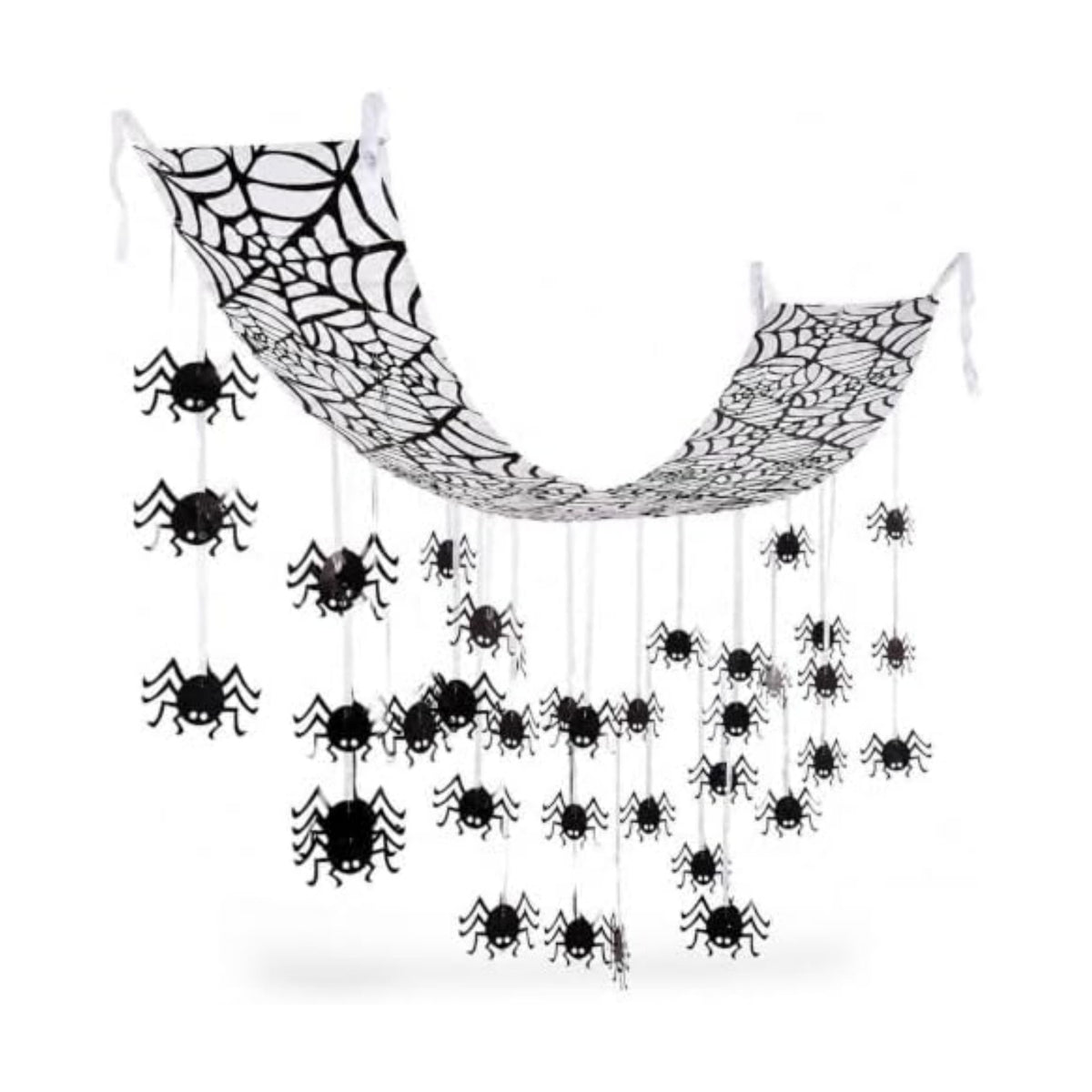 Fun Express Giant Spider Web Hanging Ceiling Decor, Black, 12 Ft x 12"