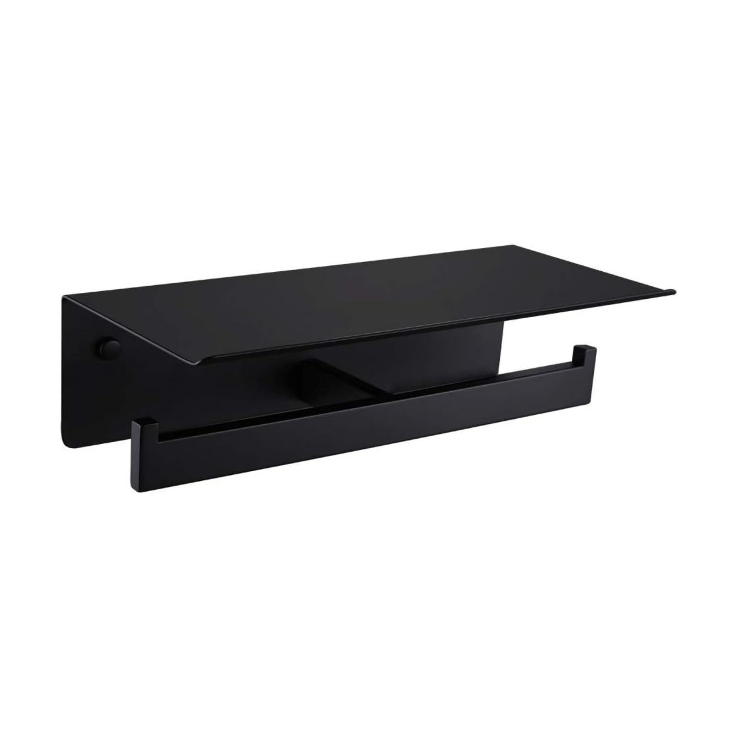 APLusee Matte Black Double Toilet Paper Holder with Shelf, Wall Mounted | 304 Stainless Steel, Rustproof for Bathroom